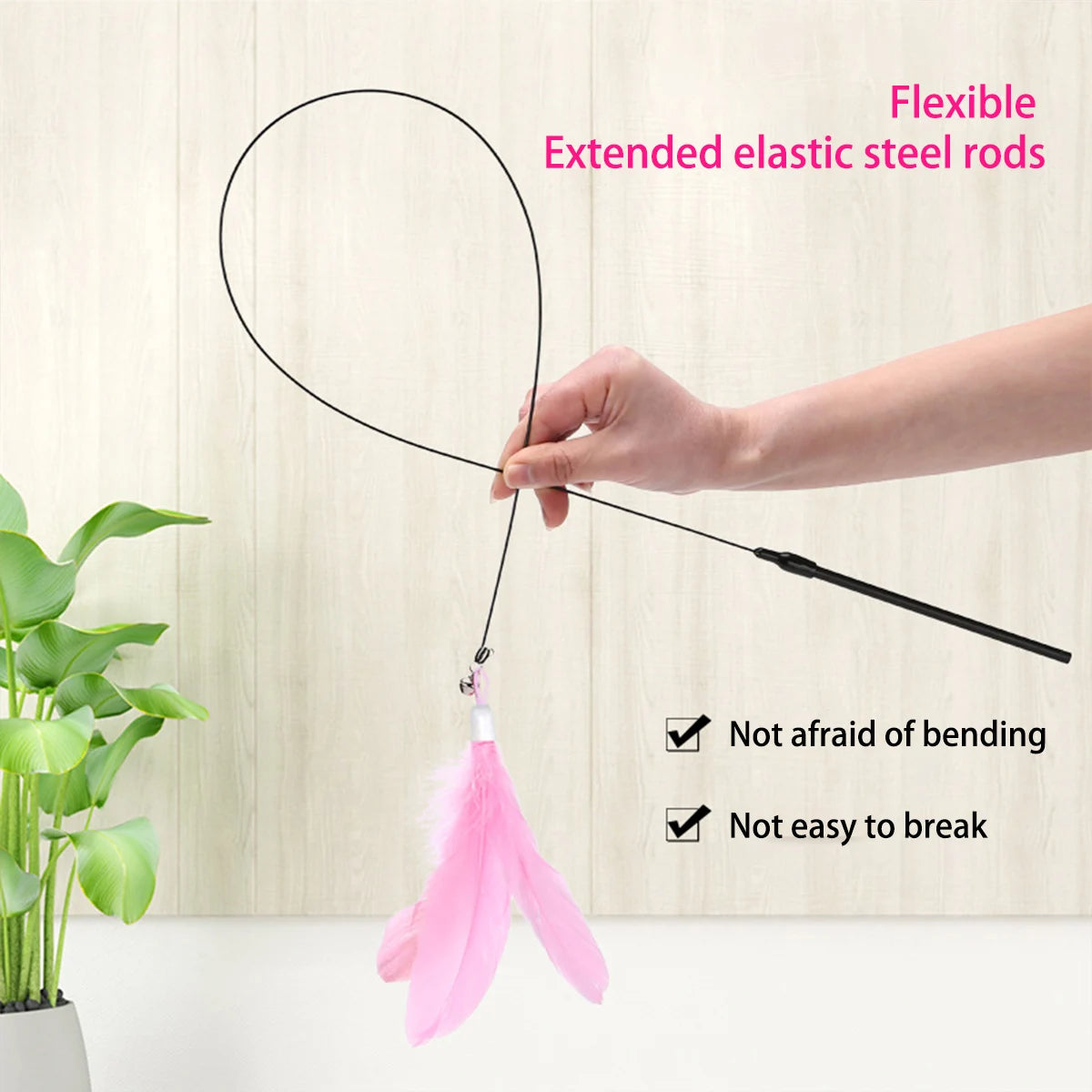 Cat Teaser Indoor Cat Stick Toy Interactive Suction Cup Cat Toy with Removable Feathers, Fun Exercise for Cats and Kittens