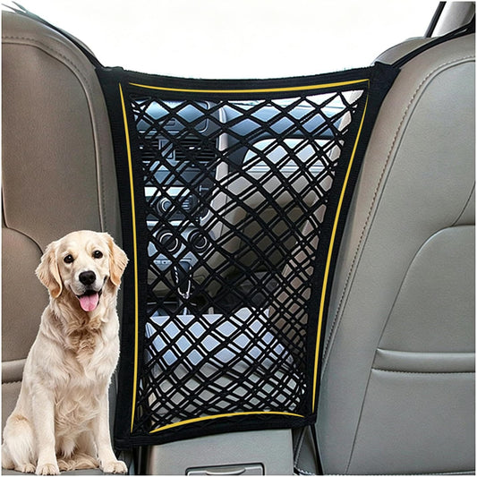 FALCALE Pet Barrier Dog Car Net Barrier with Auto Safety Mesh Organizer Baby Stretchable Storage Bag Universal for Cars, SUV, Truck -Easy Install,Safer to Drive with Children and Pets
