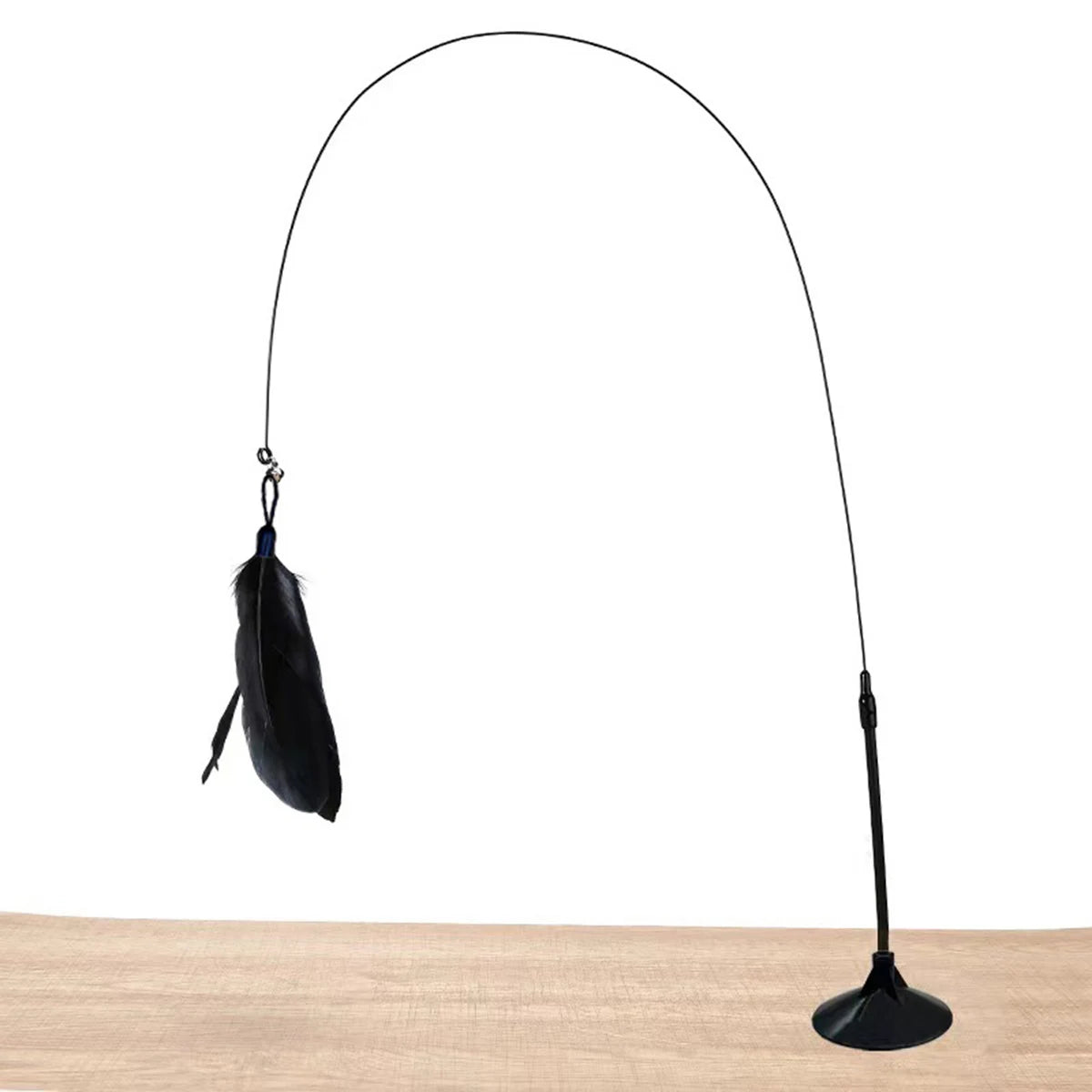 Cat Teaser Indoor Cat Stick Toy Interactive Suction Cup Cat Toy with Removable Feathers, Fun Exercise for Cats and Kittens