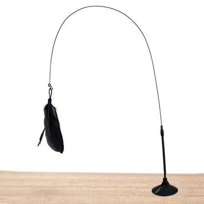 Cat Teaser Indoor Cat Stick Toy Interactive Suction Cup Cat Toy with Removable Feathers, Fun Exercise for Cats and Kittens