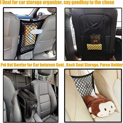 FALCALE Pet Barrier Dog Car Net Barrier with Auto Safety Mesh Organizer Baby Stretchable Storage Bag Universal for Cars, SUV, Truck -Easy Install,Safer to Drive with Children and Pets