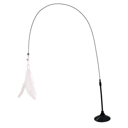 Cat Teaser Indoor Cat Stick Toy Interactive Suction Cup Cat Toy with Removable Feathers, Fun Exercise for Cats and Kittens