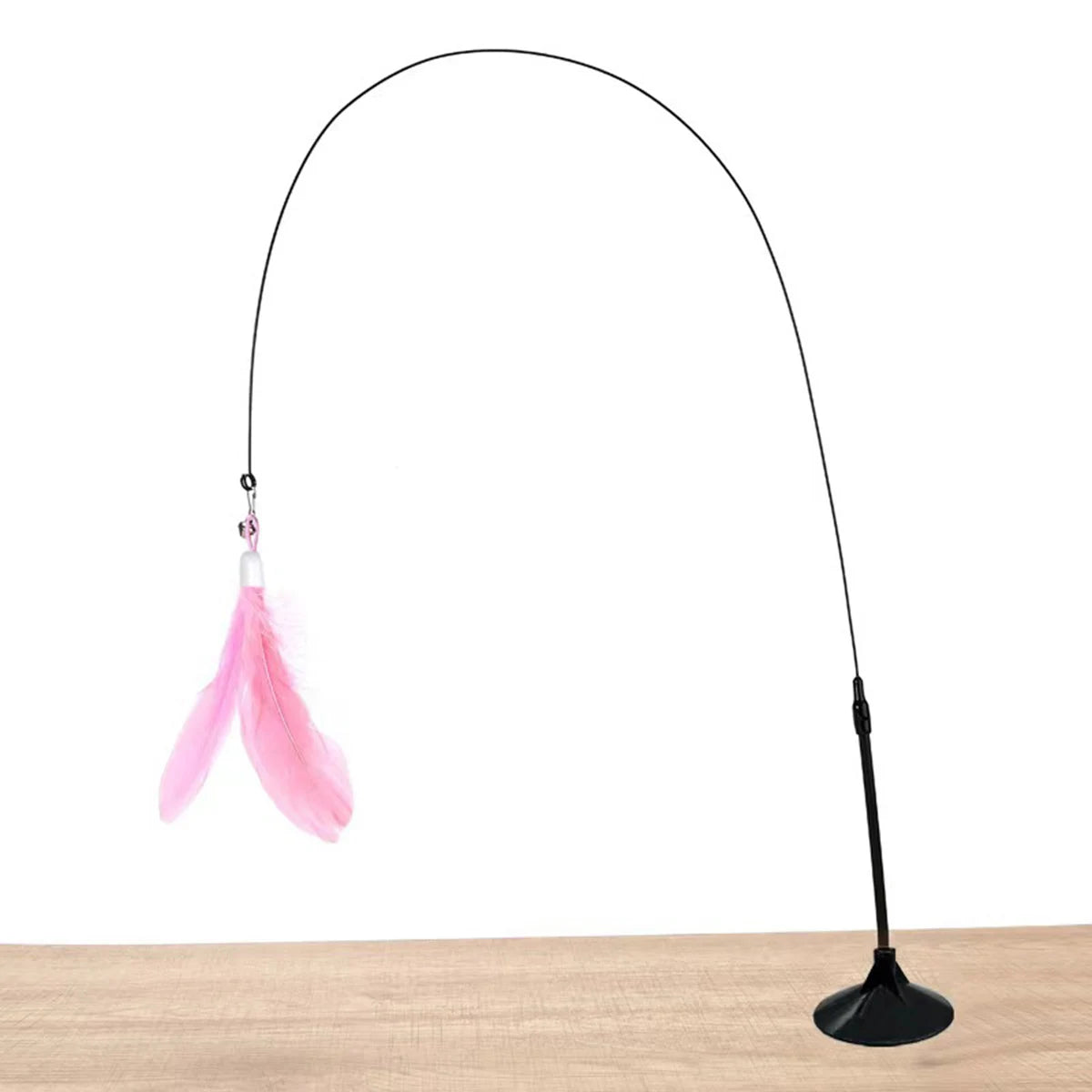 Cat Teaser Indoor Cat Stick Toy Interactive Suction Cup Cat Toy with Removable Feathers, Fun Exercise for Cats and Kittens