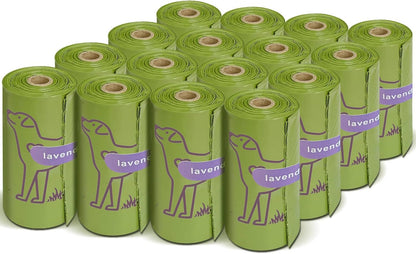 240 Count 13” X 9” Dog Poop Bags Rolls, Leakproof Strong & Sturdy Poop Bags for Dogs, Dog Bags for Poop, Doggie Cat Poop Bags Cats Litter, Waste Bags Poppy Trash Bags for Doggy Pets, Lavender Scented