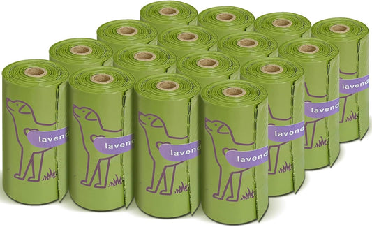 240 Count 13” X 9” Dog Poop Bags Rolls, Leakproof Strong & Sturdy Poop Bags for Dogs, Dog Bags for Poop, Doggie Cat Poop Bags Cats Litter, Waste Bags Poppy Trash Bags for Doggy Pets, Lavender Scented