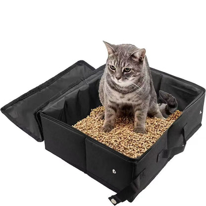 Foldable Travel Cat Litter Box - Black