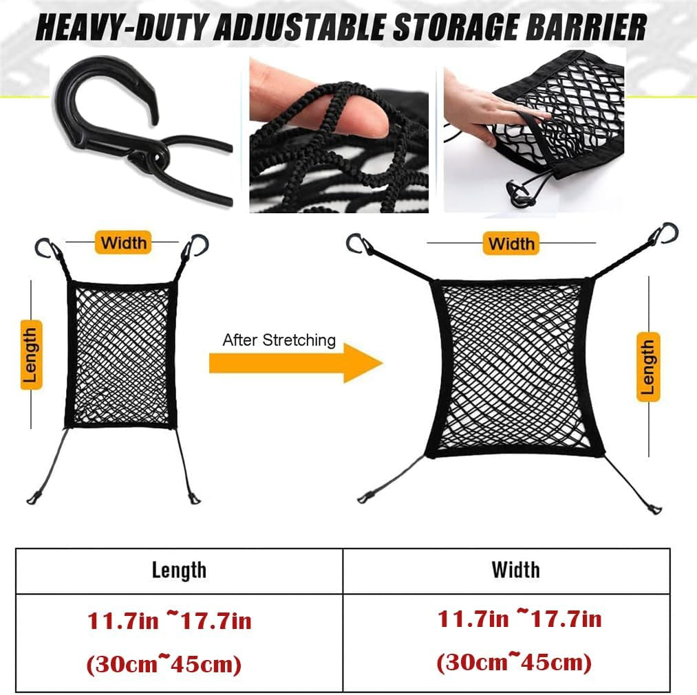 FALCALE Pet Barrier Dog Car Net Barrier with Auto Safety Mesh Organizer Baby Stretchable Storage Bag Universal for Cars, SUV, Truck -Easy Install,Safer to Drive with Children and Pets